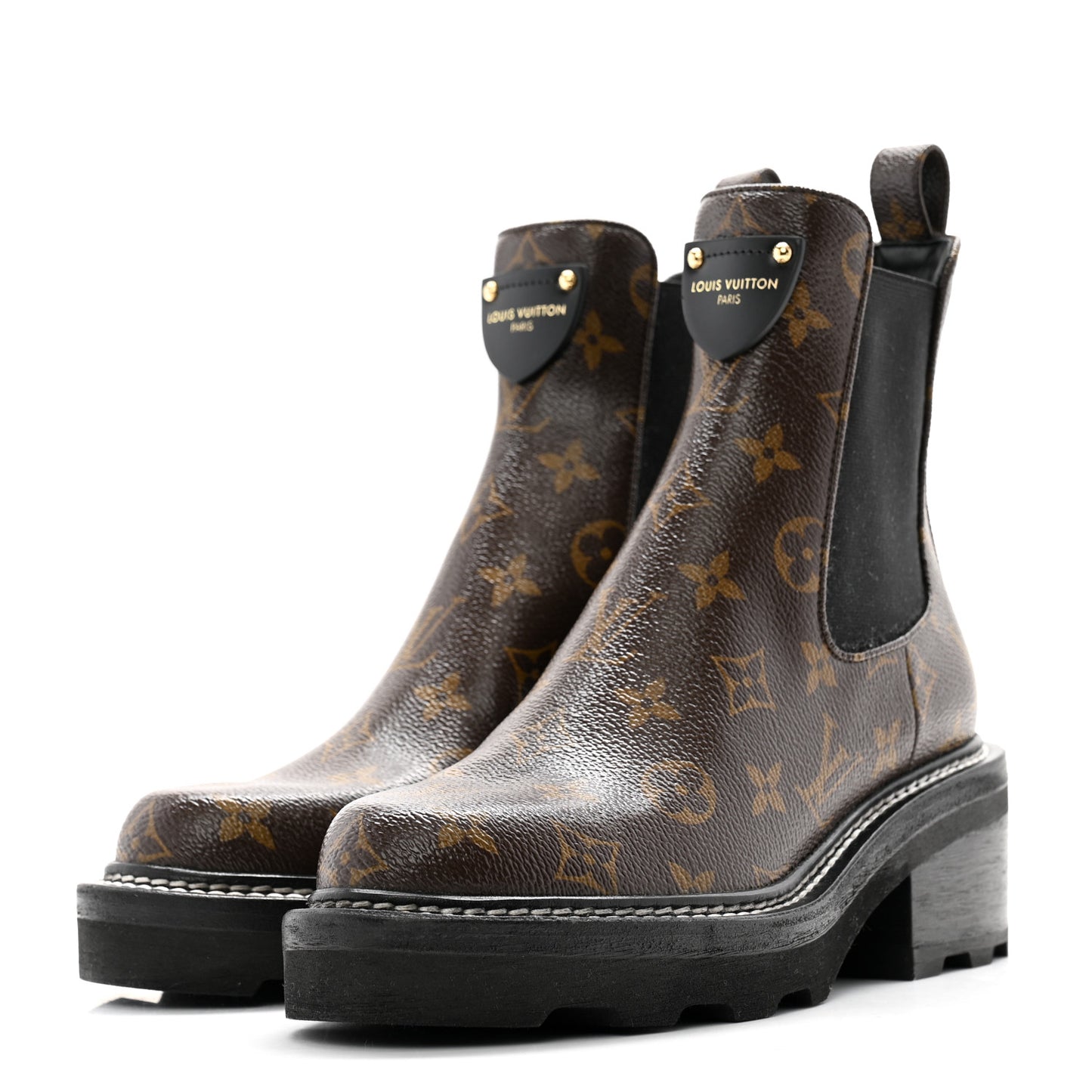 Patent Monogram LV Beaubourg Ankle Boots 36 Black