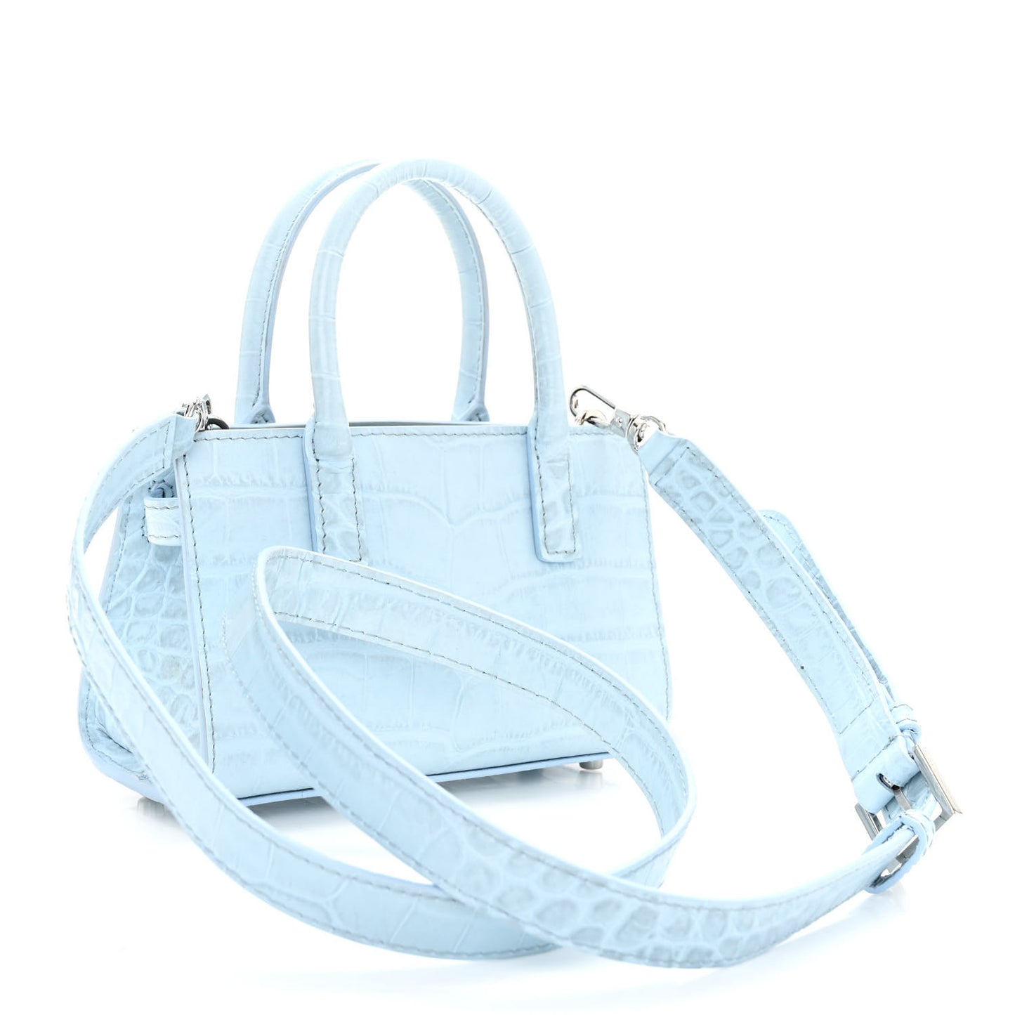 Calfskin Crocodile Embossed Mini Medusa '95 Tote Pastel Blue