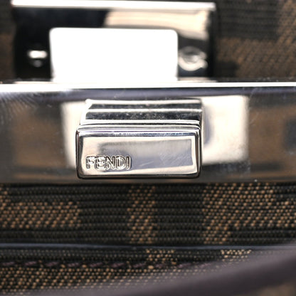 Fendi Fabric Jacquard FF 1974 Crystal Petite Peekaboo I SEE U Satchel Tabacco Moro 5 of 7