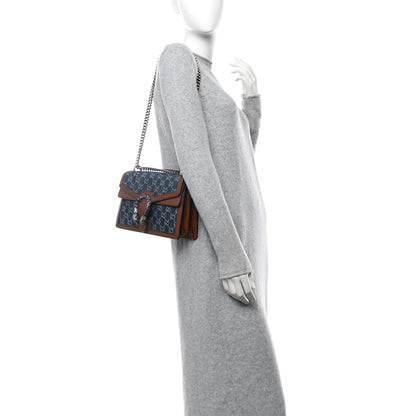 Gucci New Denim GG Monogram Dollar Calfskin Enamel Small Dionysus Shoulder Bag Blue Tea Cuir Epilog Electric Blue 2 of 7