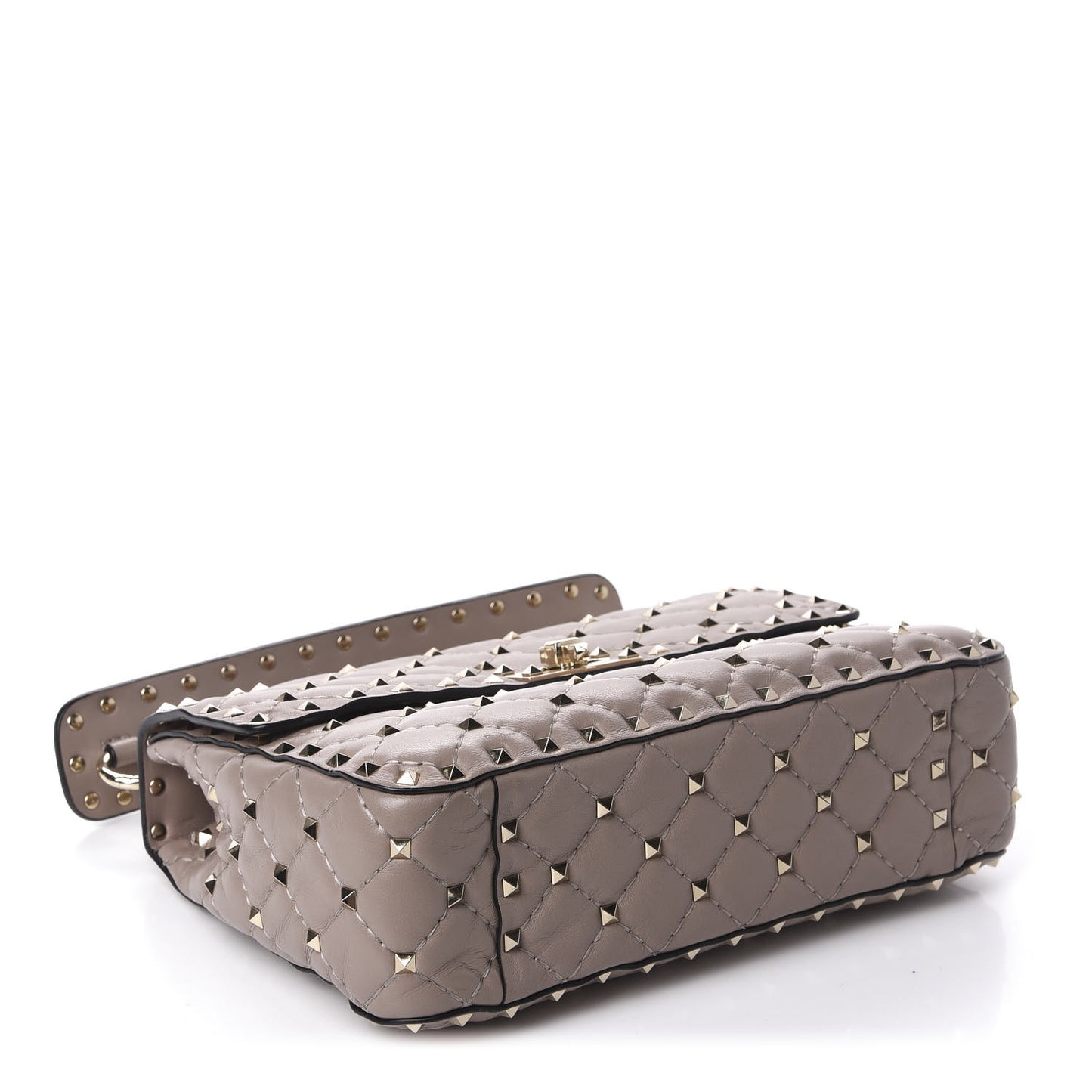 Lambskin Medium Rockstud Spike Shoulder Bag Poudre