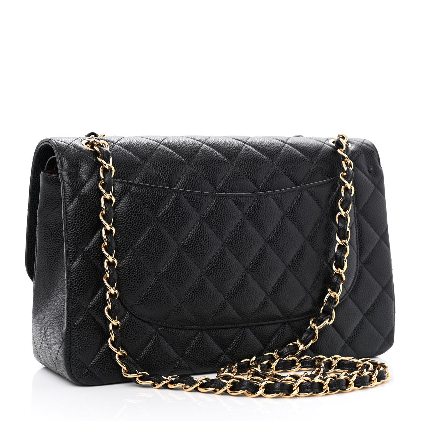 Caviar Quilted Jumbo Double Flap Black