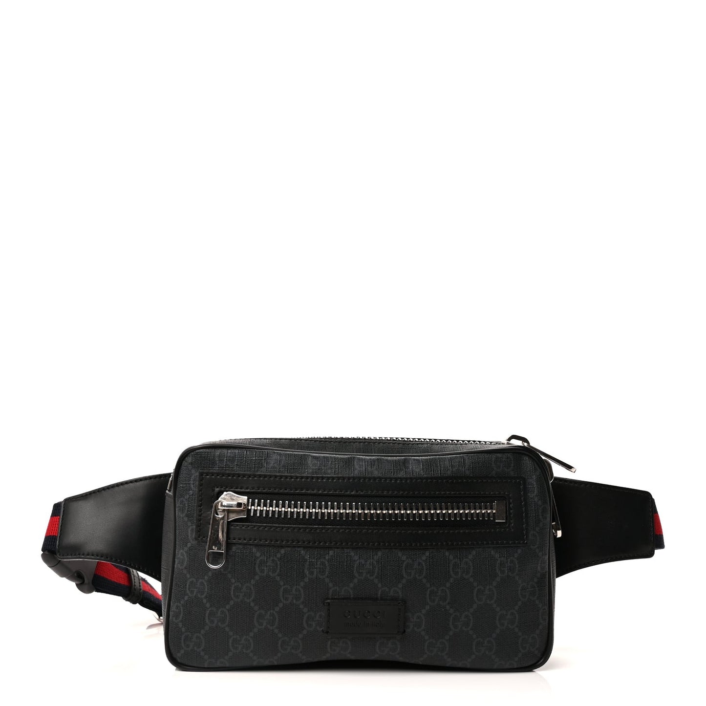 Soft GG Supreme Monogram Web Belt Bag  Black Grey