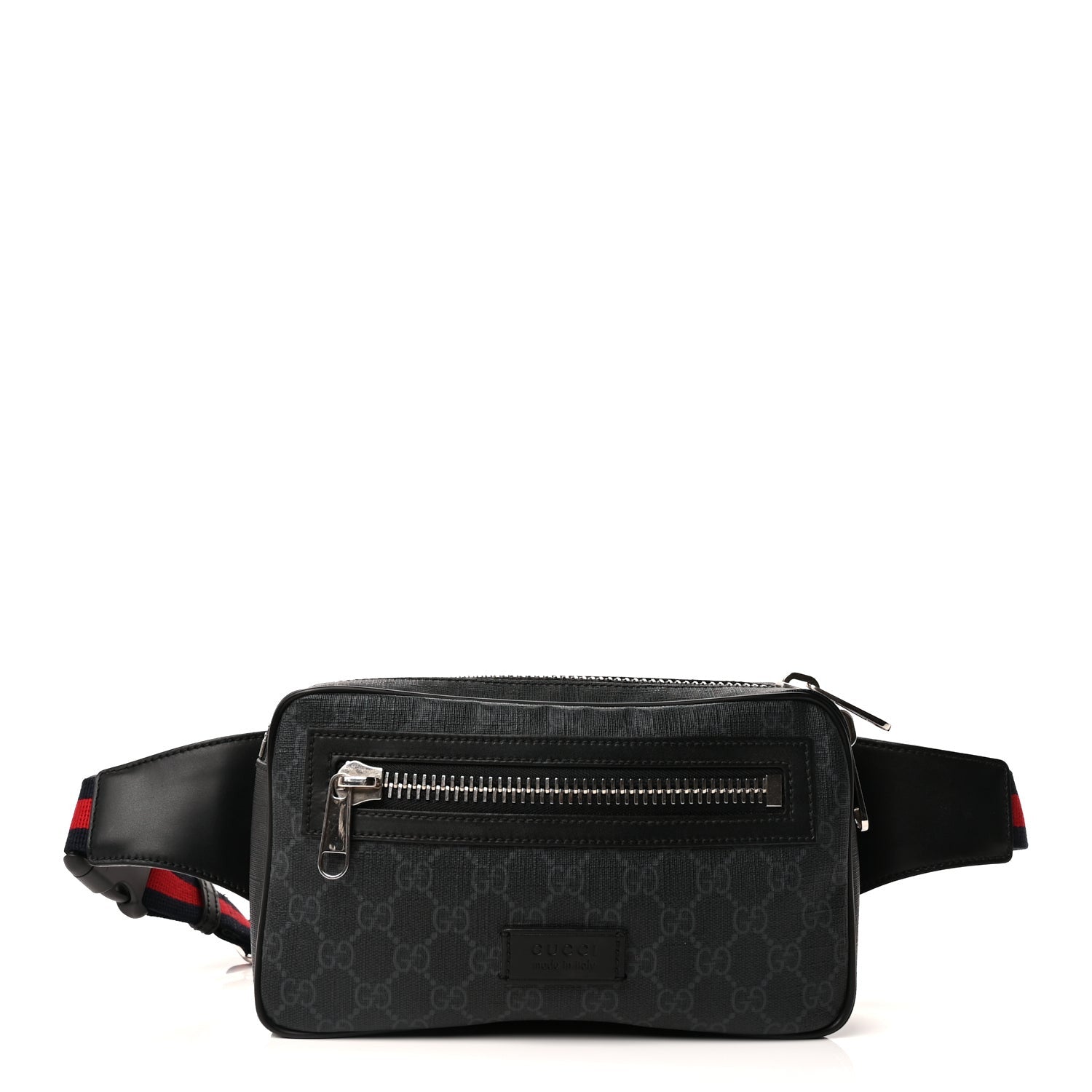 Gucci Soft GG Supreme Monogram Web Belt Bag  Black Grey 1 of 8