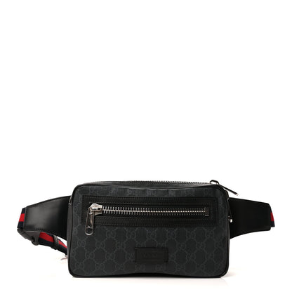 Gucci Soft GG Supreme Monogram Web Belt Bag  Black Grey 1 of 8