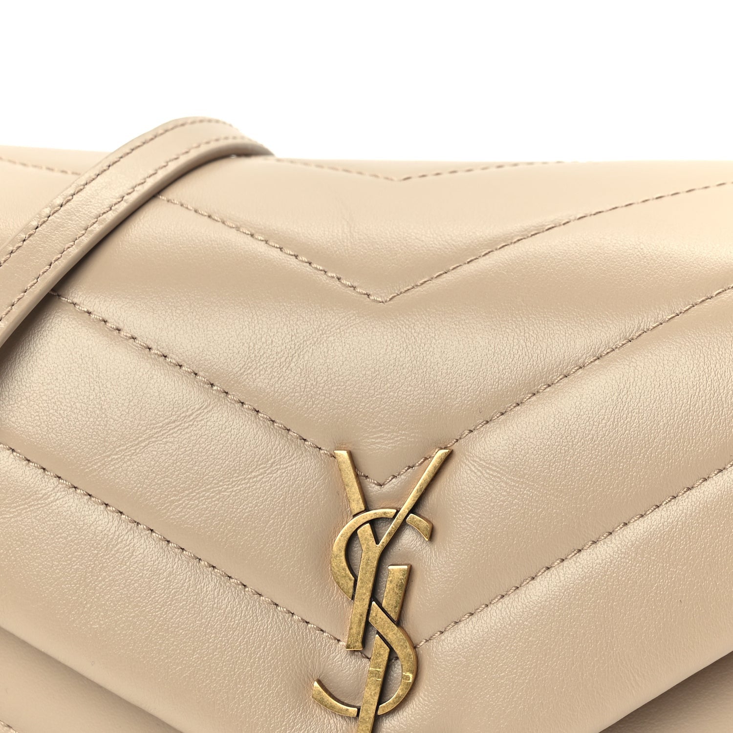 Saint Laurent Calfskin Y Quilted Monogram Toy Loulou Crossbody Bag Dark Beige 6 of 8