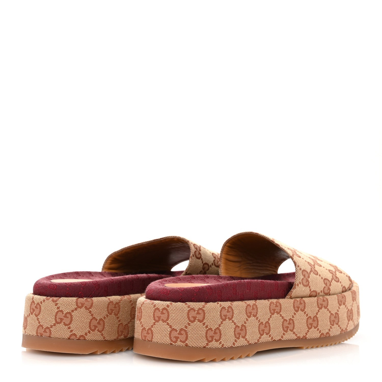 Gucci Canvas GG Monogram Angelina Platform Slide Sandals 40 Beige Ruggine 5 of 7