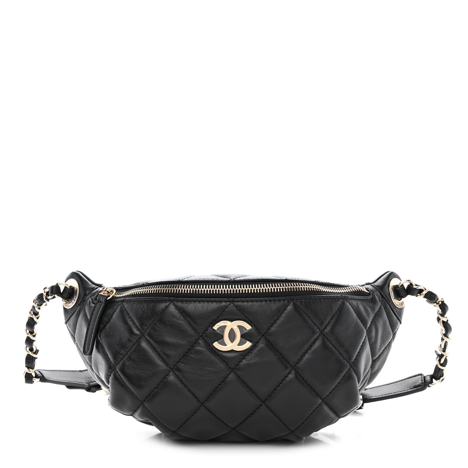 Chanel Lambskin Quilted Waist Bag Fanny Pack Black 1 of 11