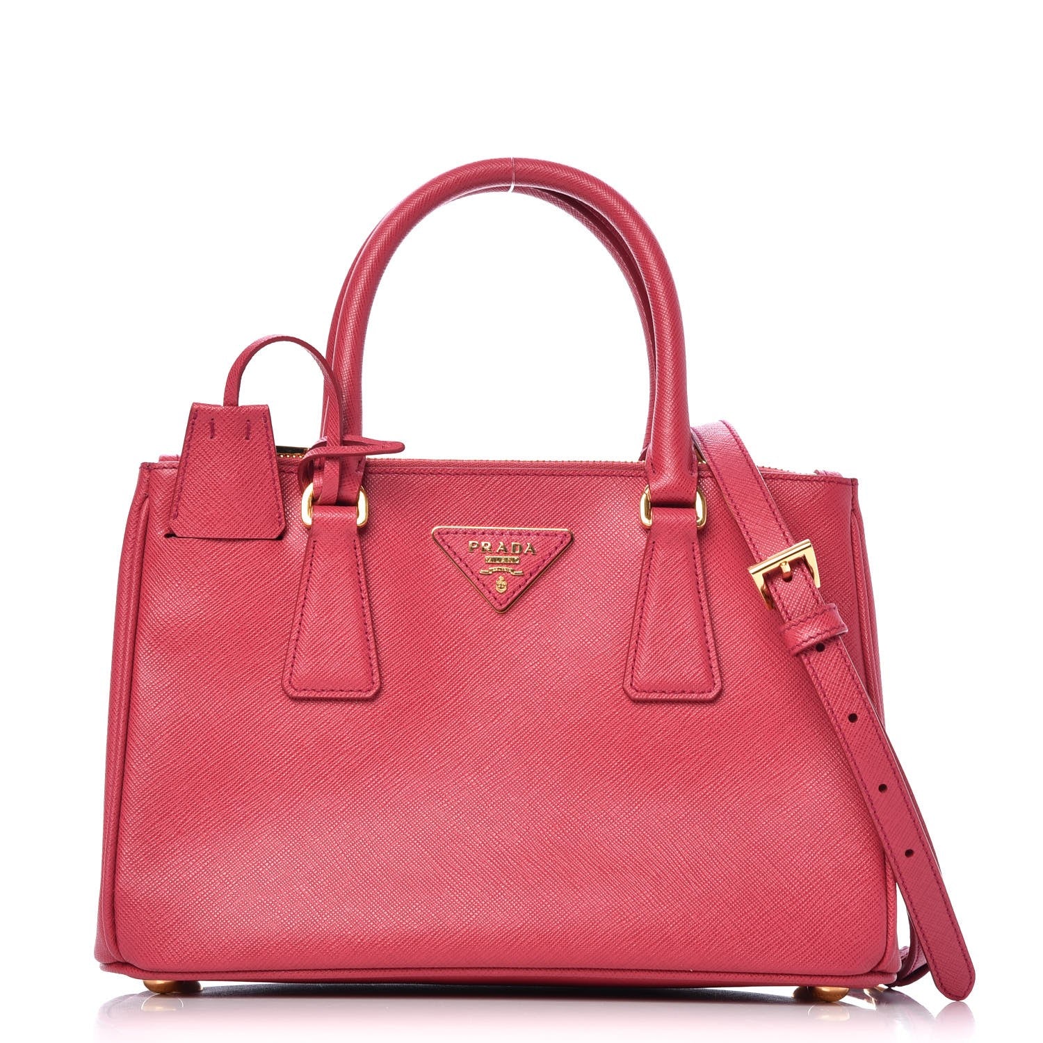Prada Saffiano Mini Galleria Double Zip Tote Peonia 1 of 10