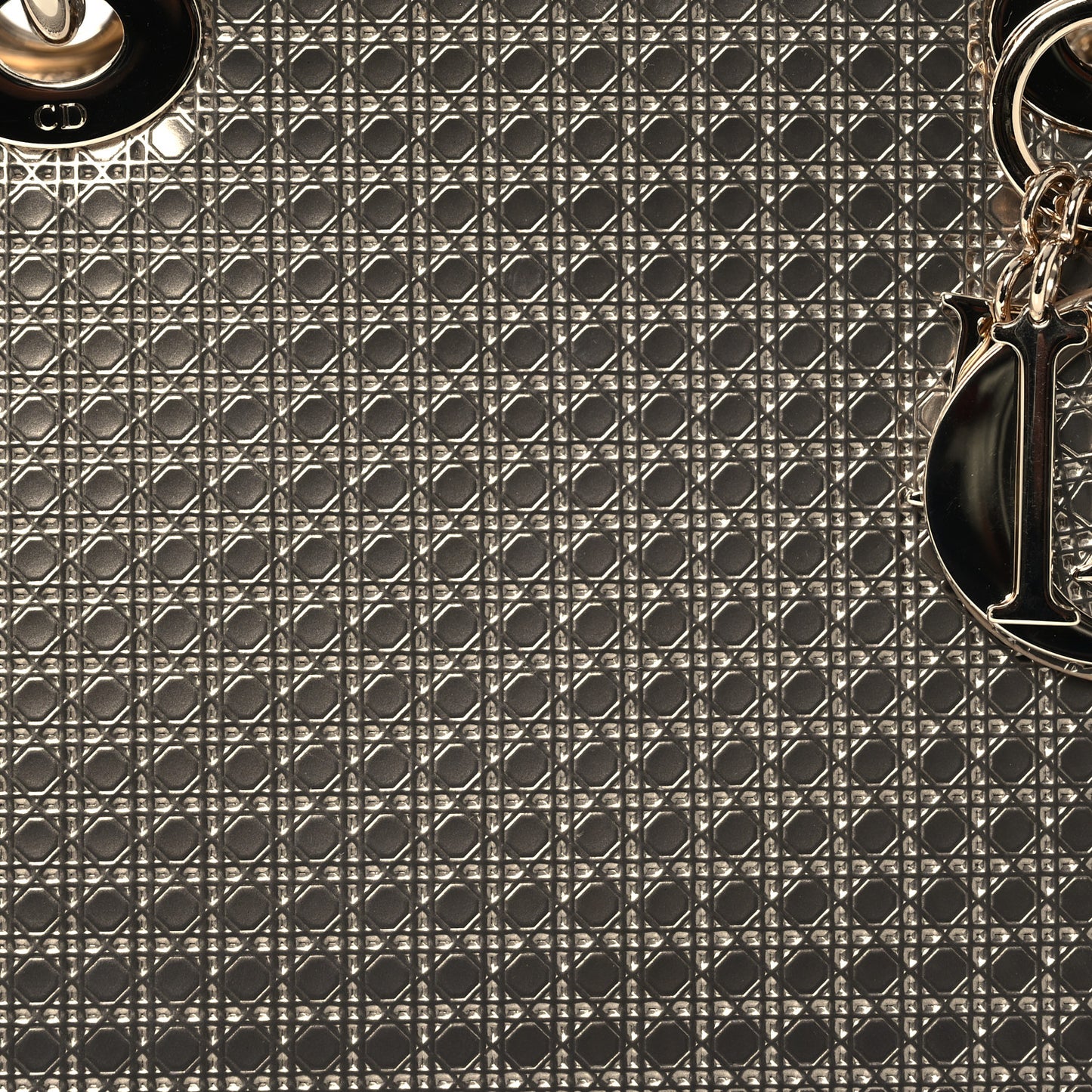 Metallic Patent Micro-Cannage Medium Lady Dior Champagne