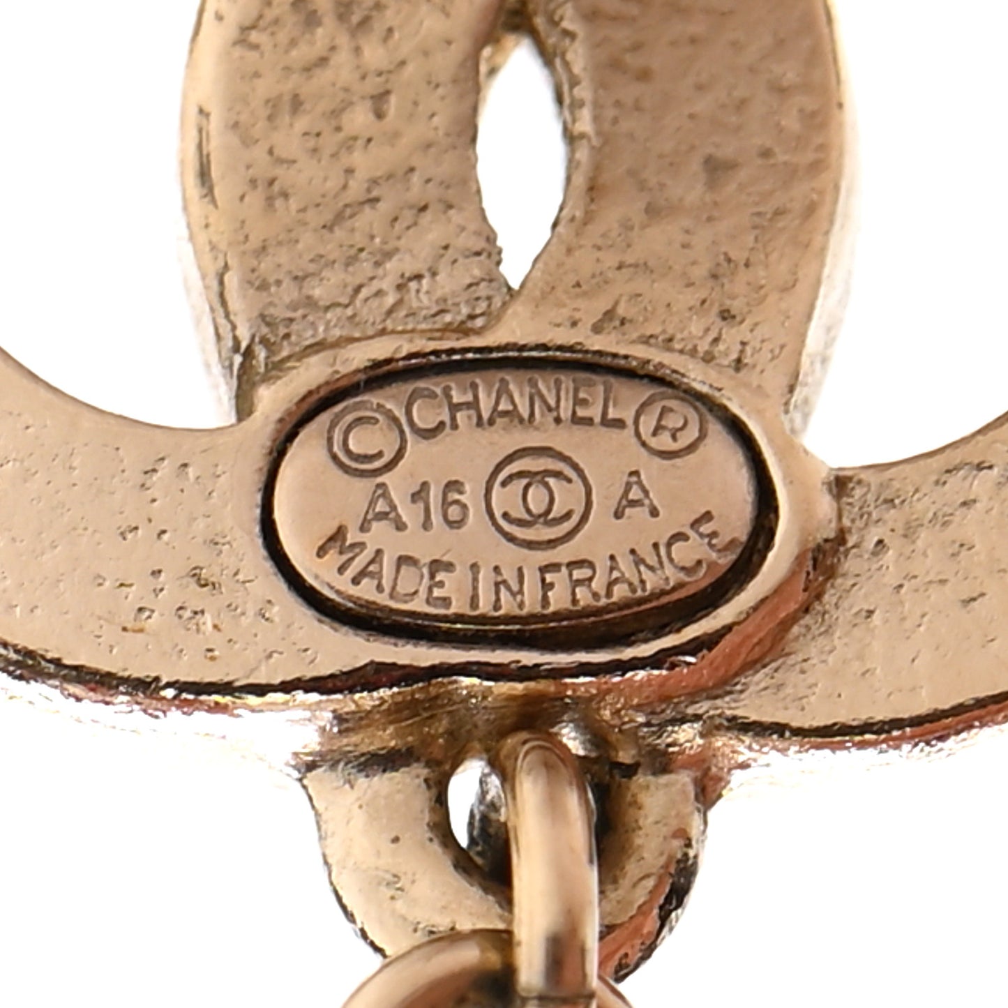 Crystal Pearl CC Long Drop Earrings Gold