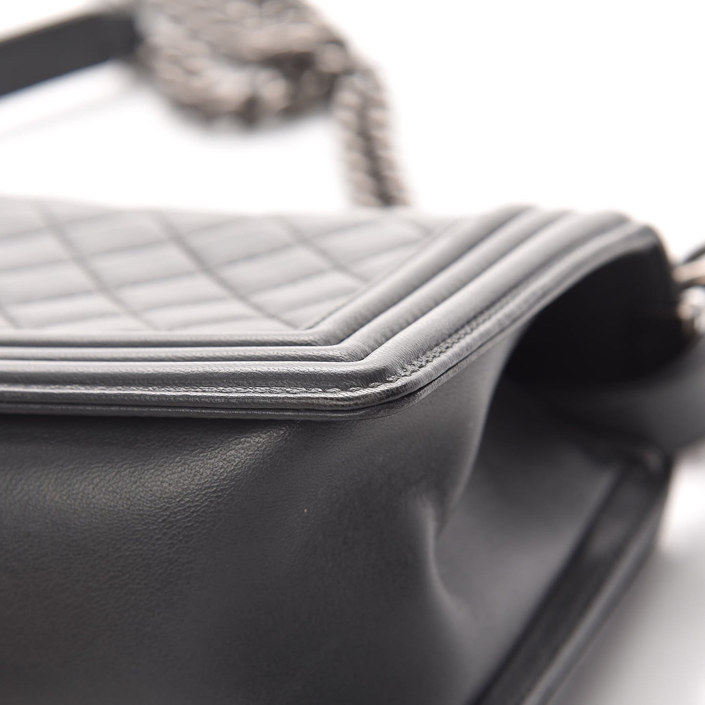 Lambskin Quilted Medium Boy Flap Dark Grey