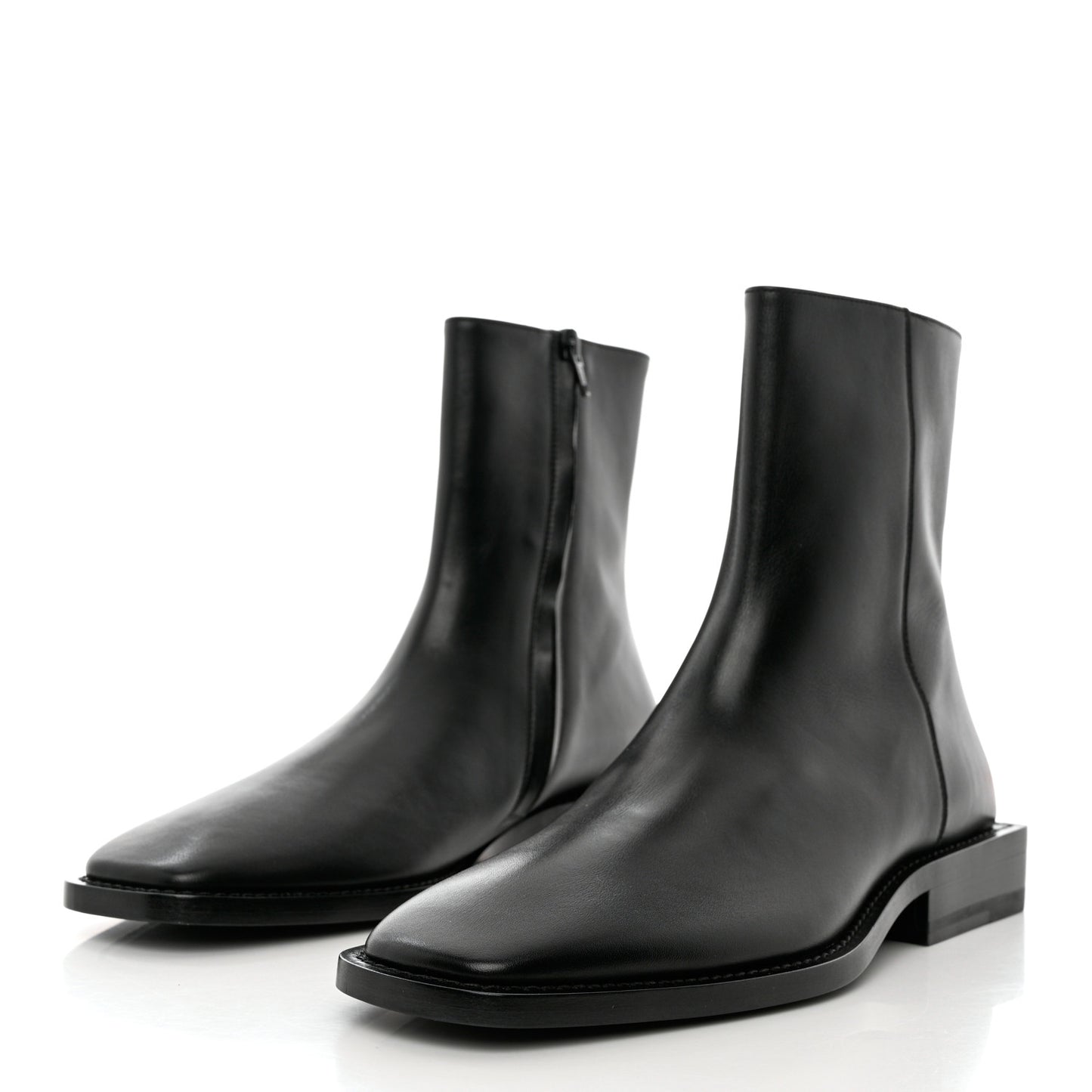 Calfskin Soft Rim Ankle Booties 40 Black