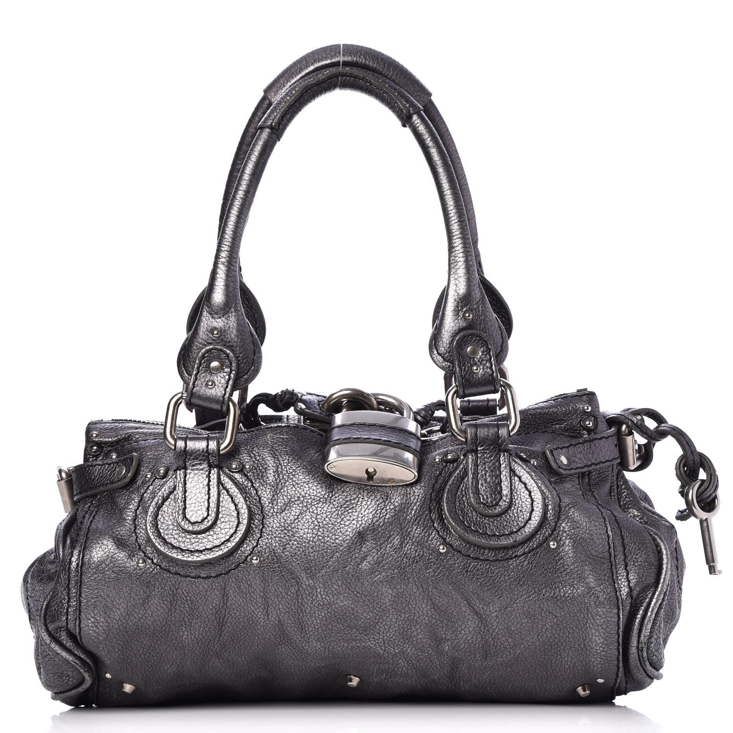Chloe Metallic Calfskin Medium Paddington Satchel Grey 1 of 9