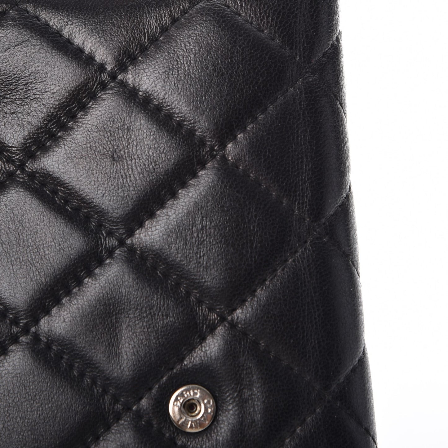 Lambskin Quilted Large Flap Wallet Black