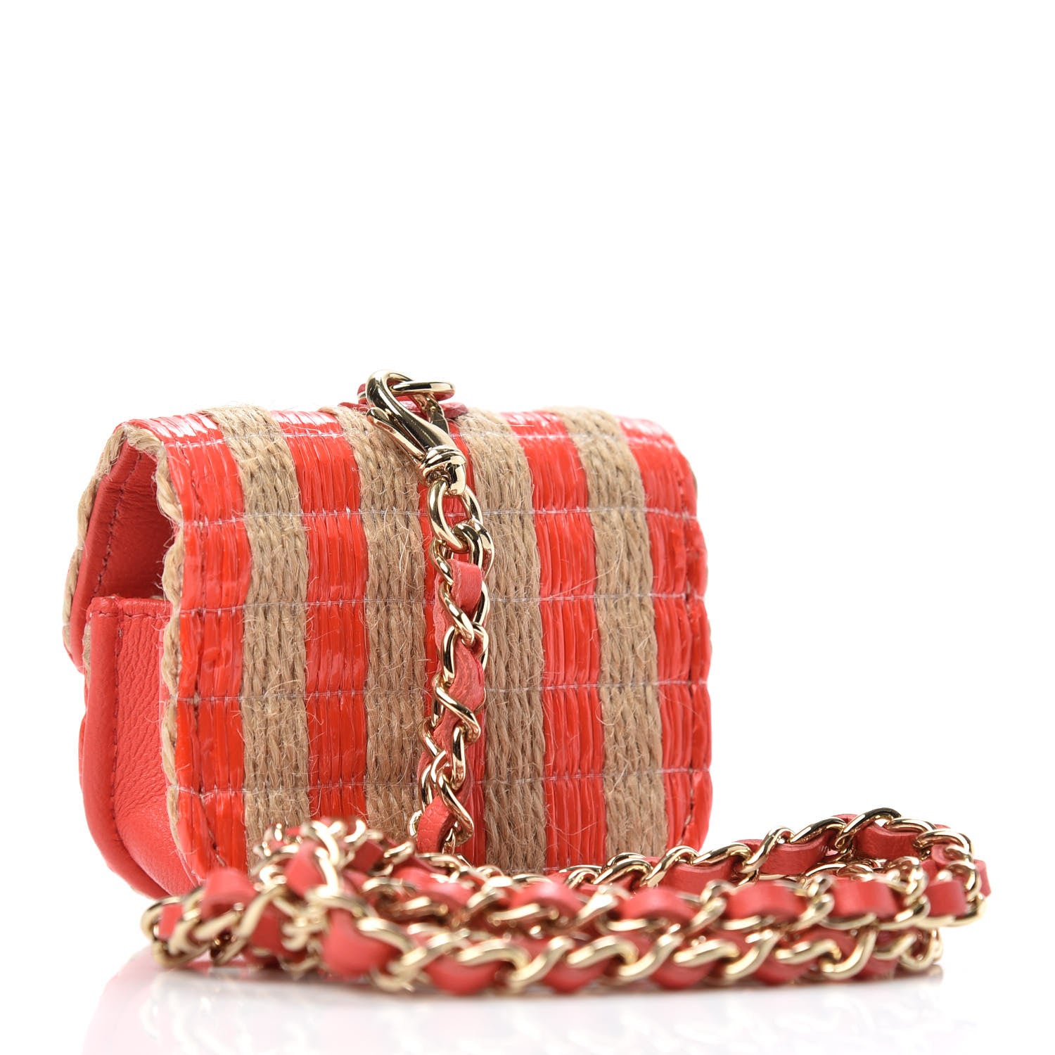 Chanel Raffia Jute Striped Airpods Pro Case Red Beige 3 of 8