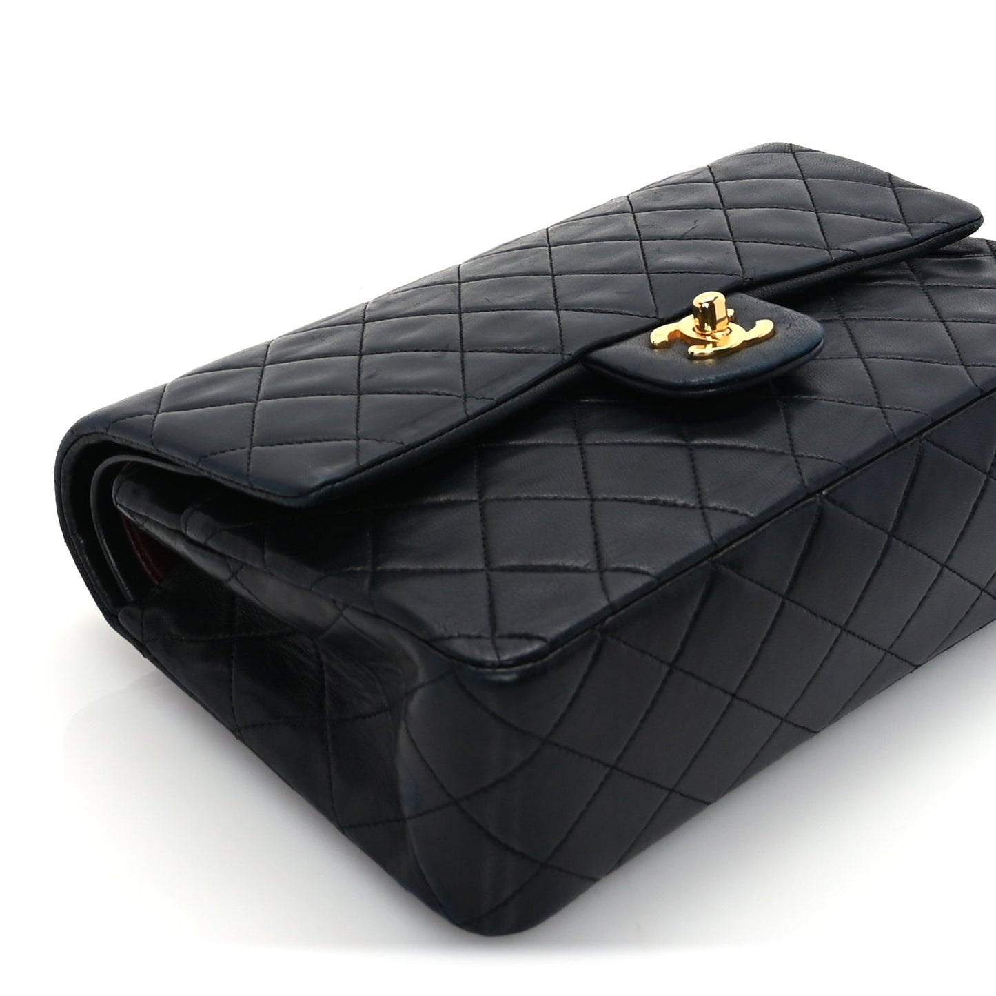 Lambskin Quilted Medium Double Flap Black