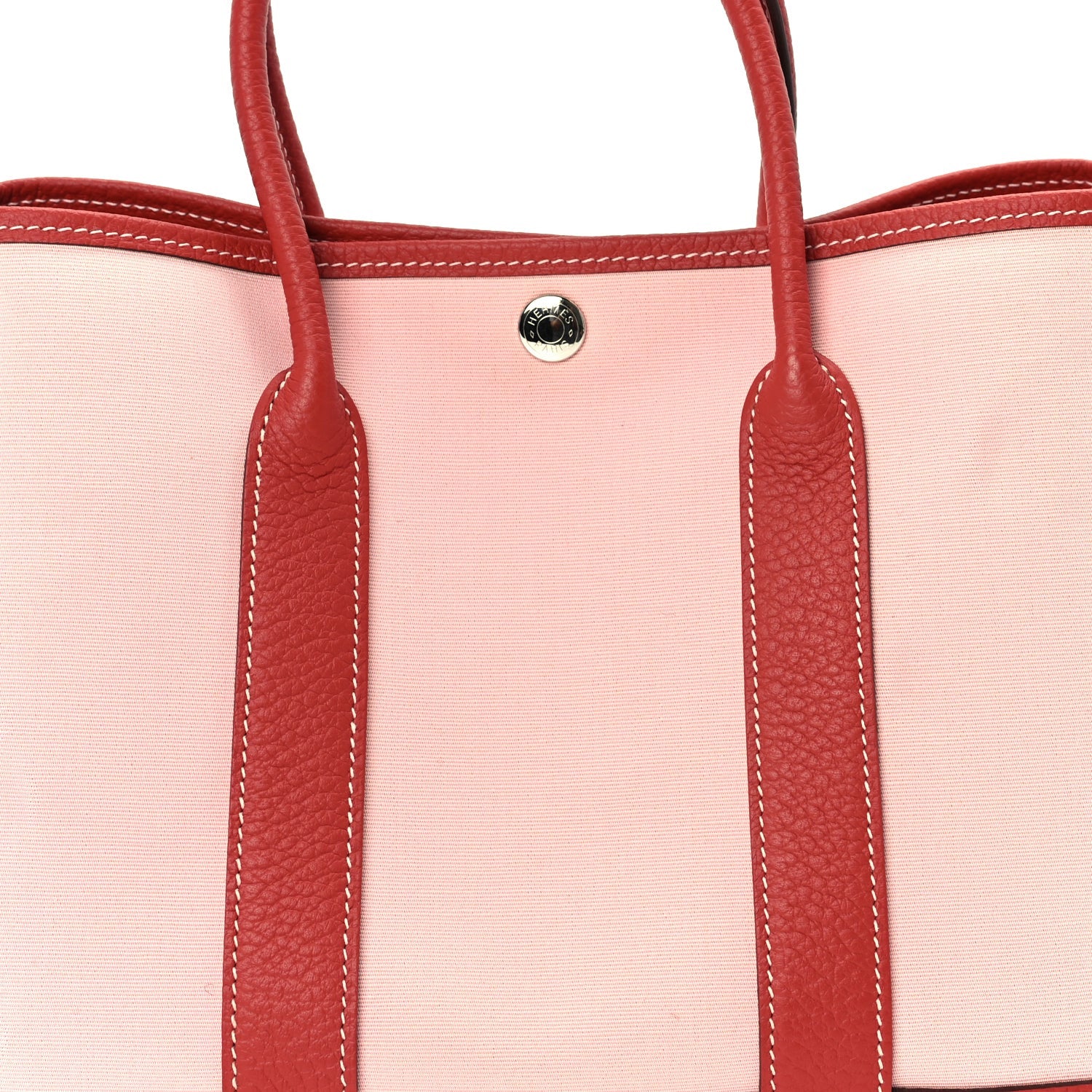Hermes Toile Militaire Vache Country Garden Party Tote 30  Rose Sakura Rouge Duchesse 7 of 9