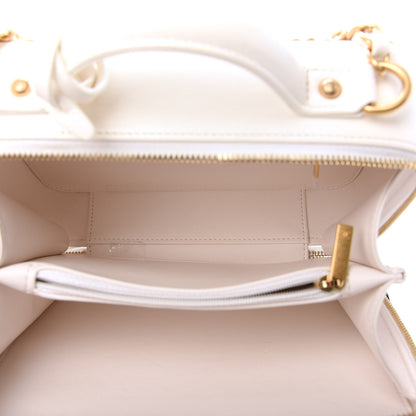 Chanel Goatskin Quilted Medium CC Filigree Vanity Case White 5 of 11