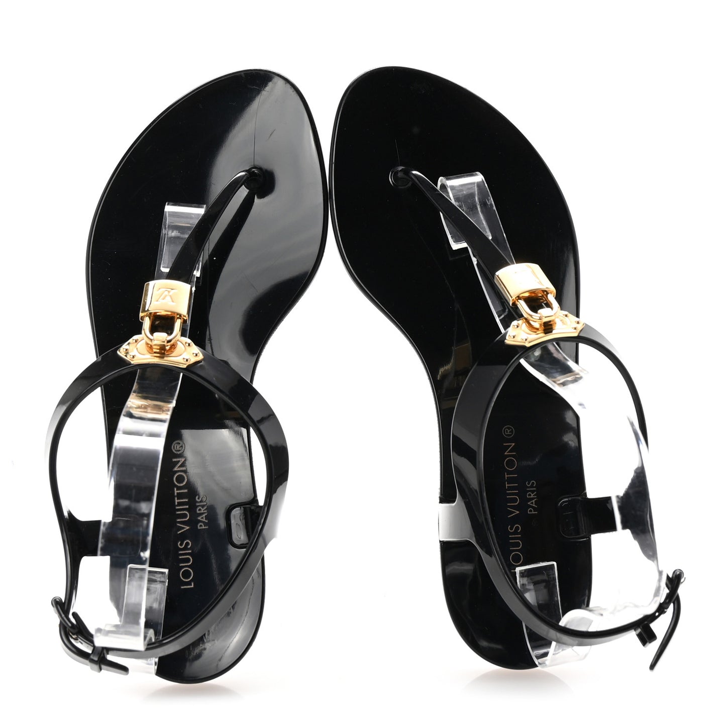 Rubber Bikini Thong Flat Sandals 38 Black