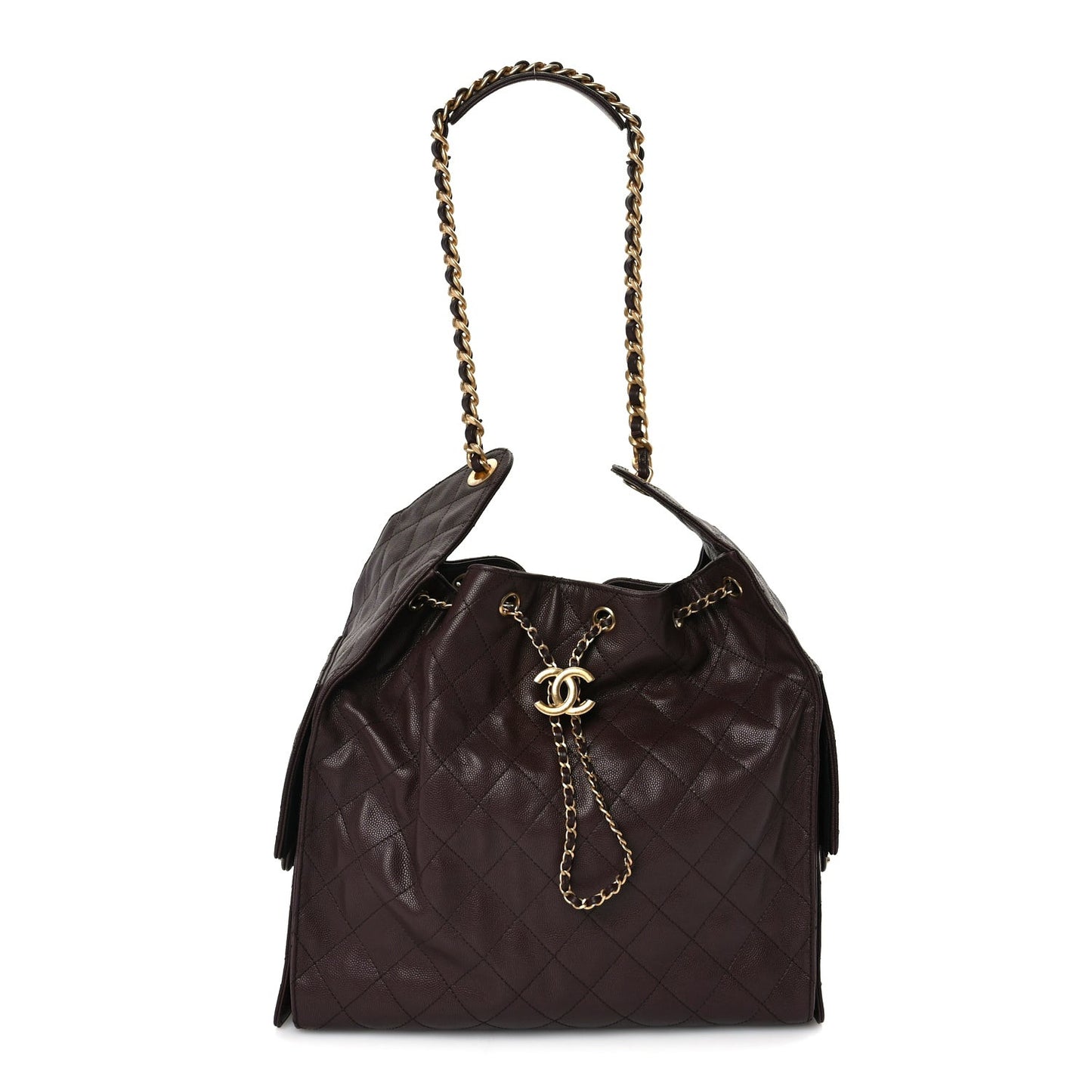 Caviar Quilted Medium  25 Handbag Dark Brown