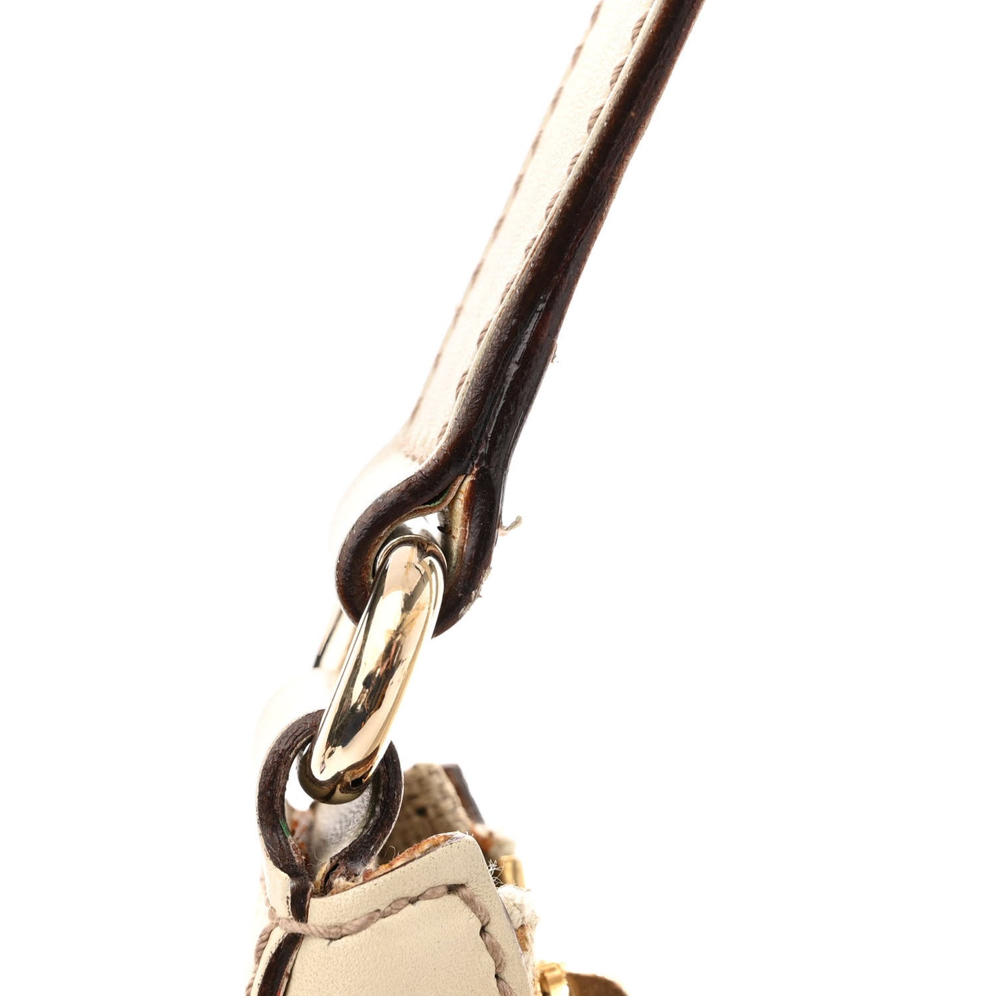Suede GG Monogram Small Charmy Hobo Off White Gold