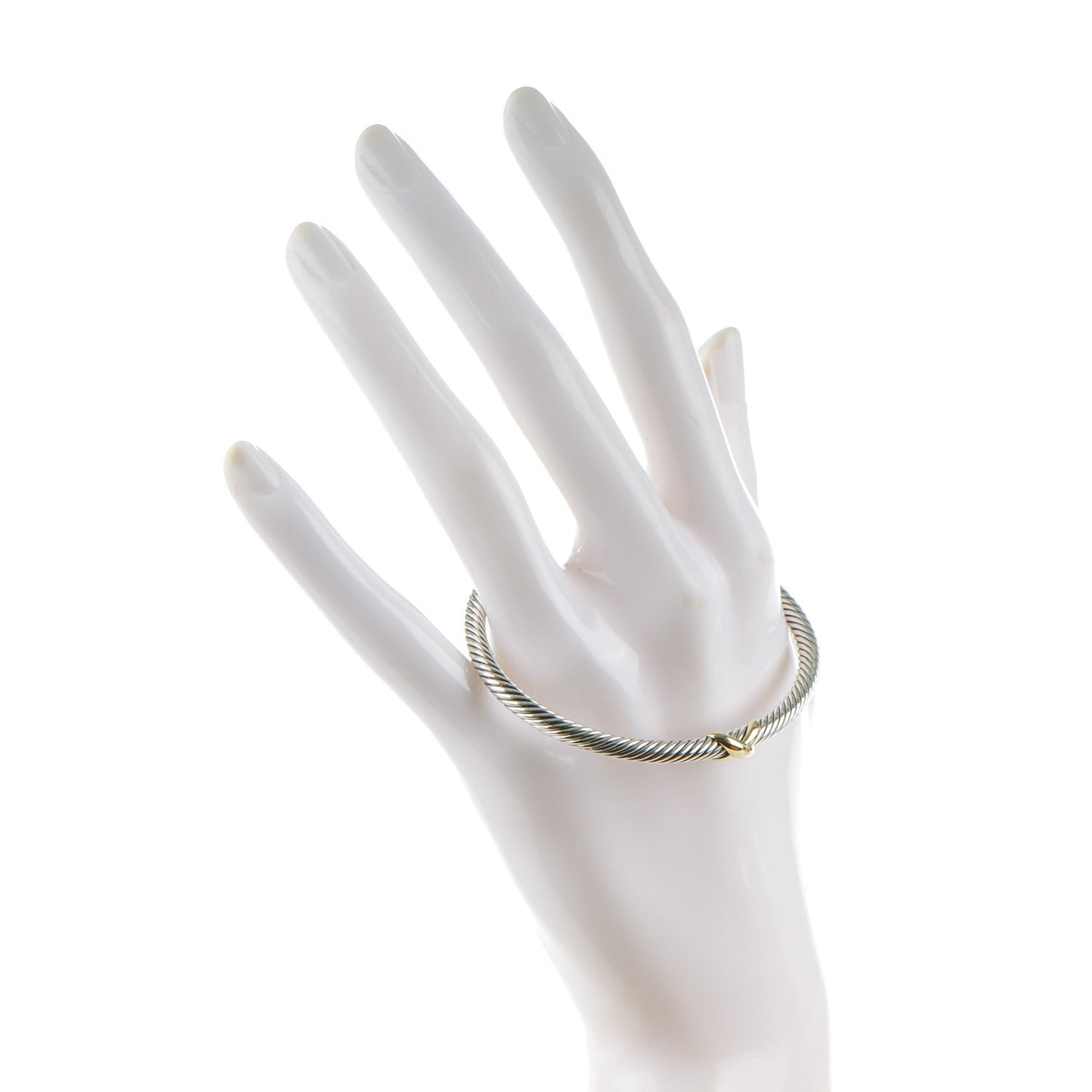 Sterling Silver 18K Yellow Gold 4mm X Station Cable Bracelet