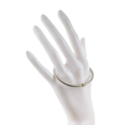 David Yurman Sterling Silver 18K Yellow Gold 4mm X Station Cable Bracelet 2 of 5