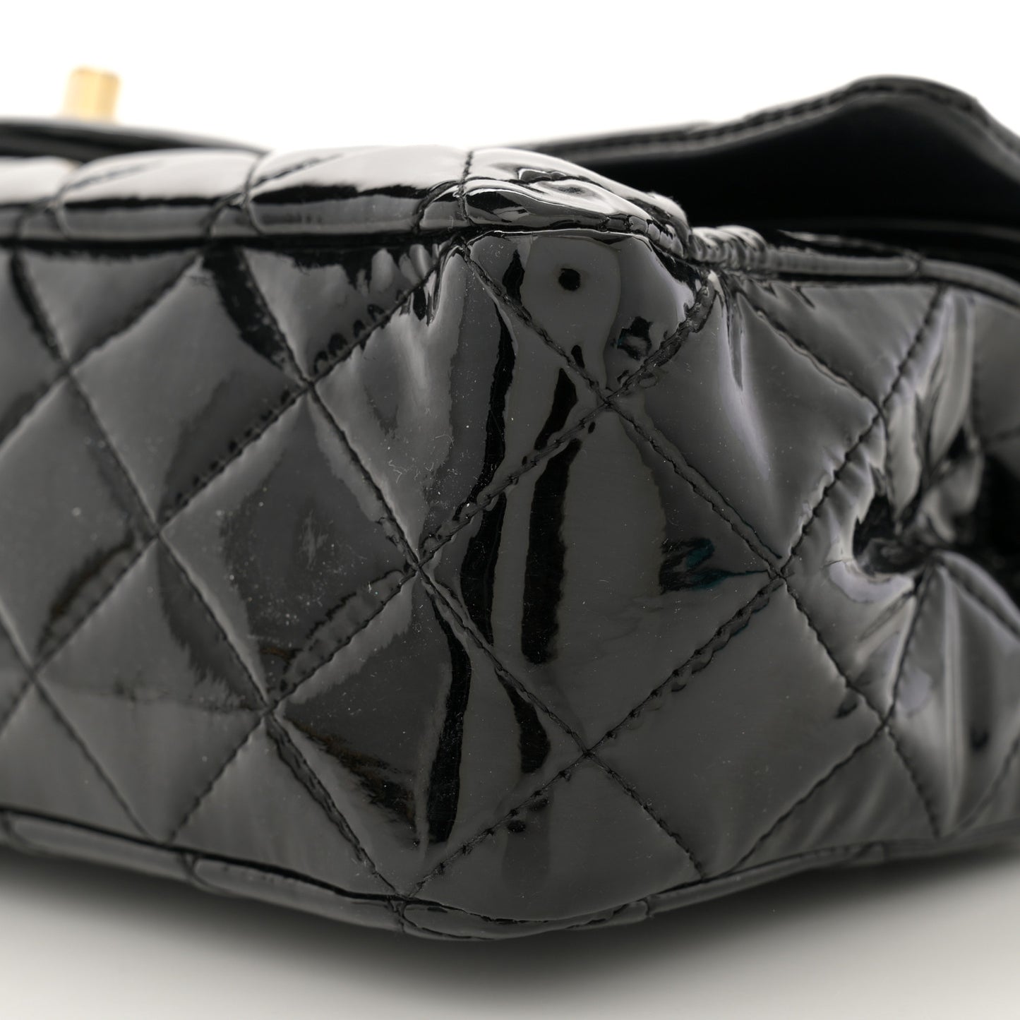Patent Quilted Medium Double Flap Black