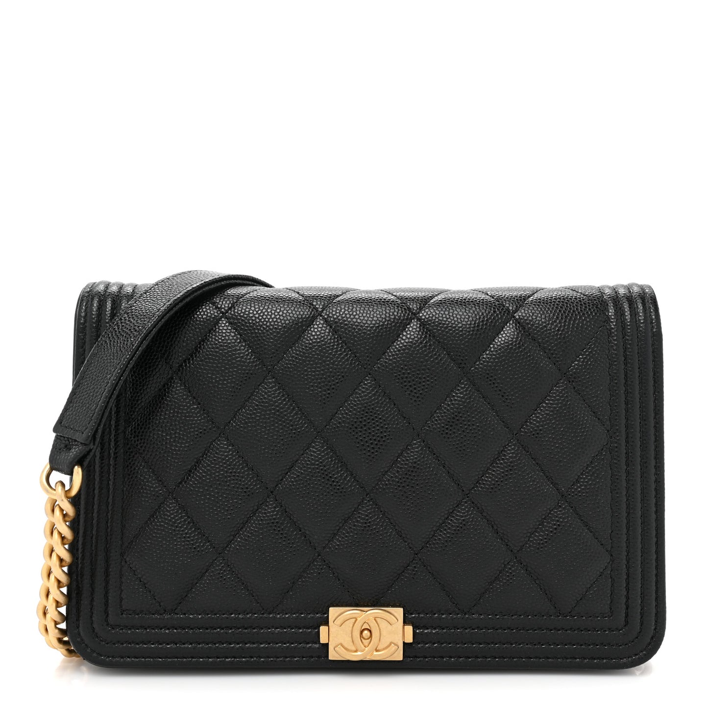 Caviar Quilted Boy Wallet On Chain WOC Black