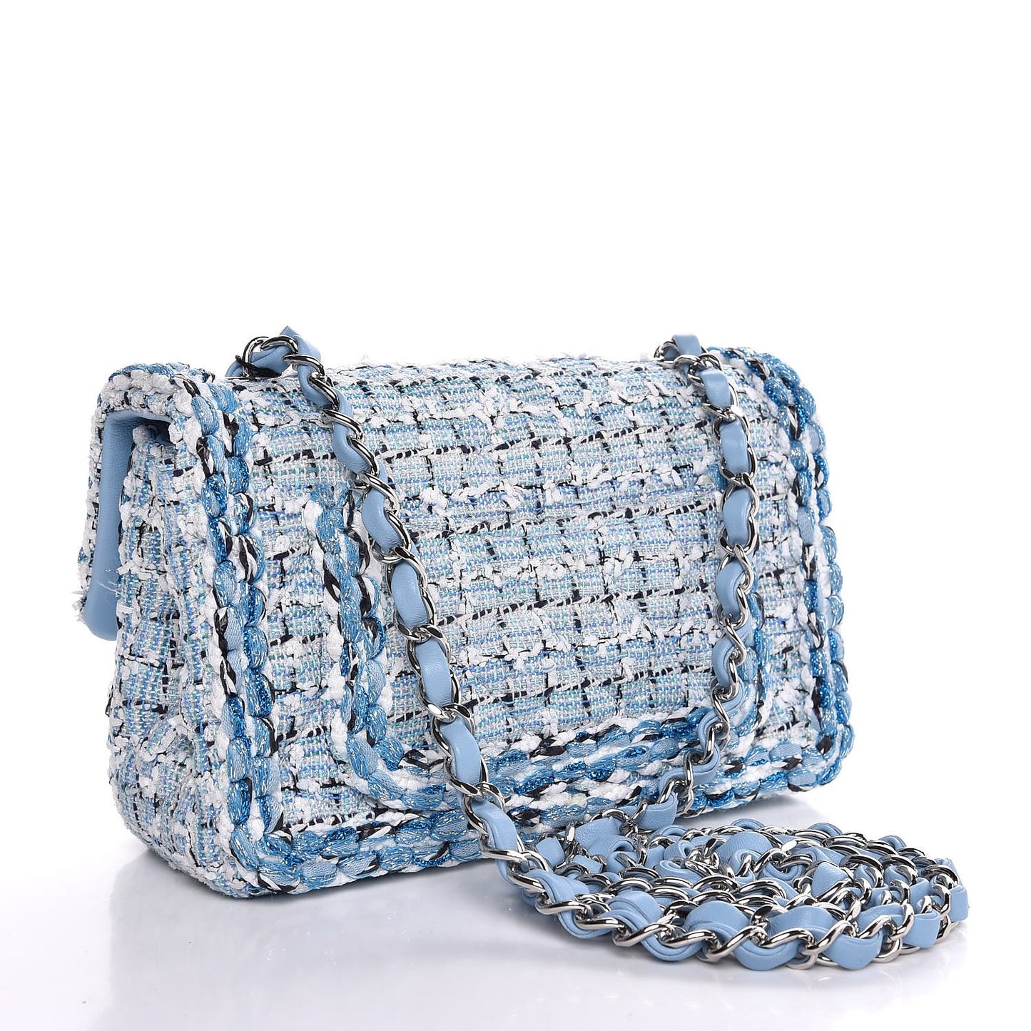 Tweed Braid Mini Flap Blue White Navy
