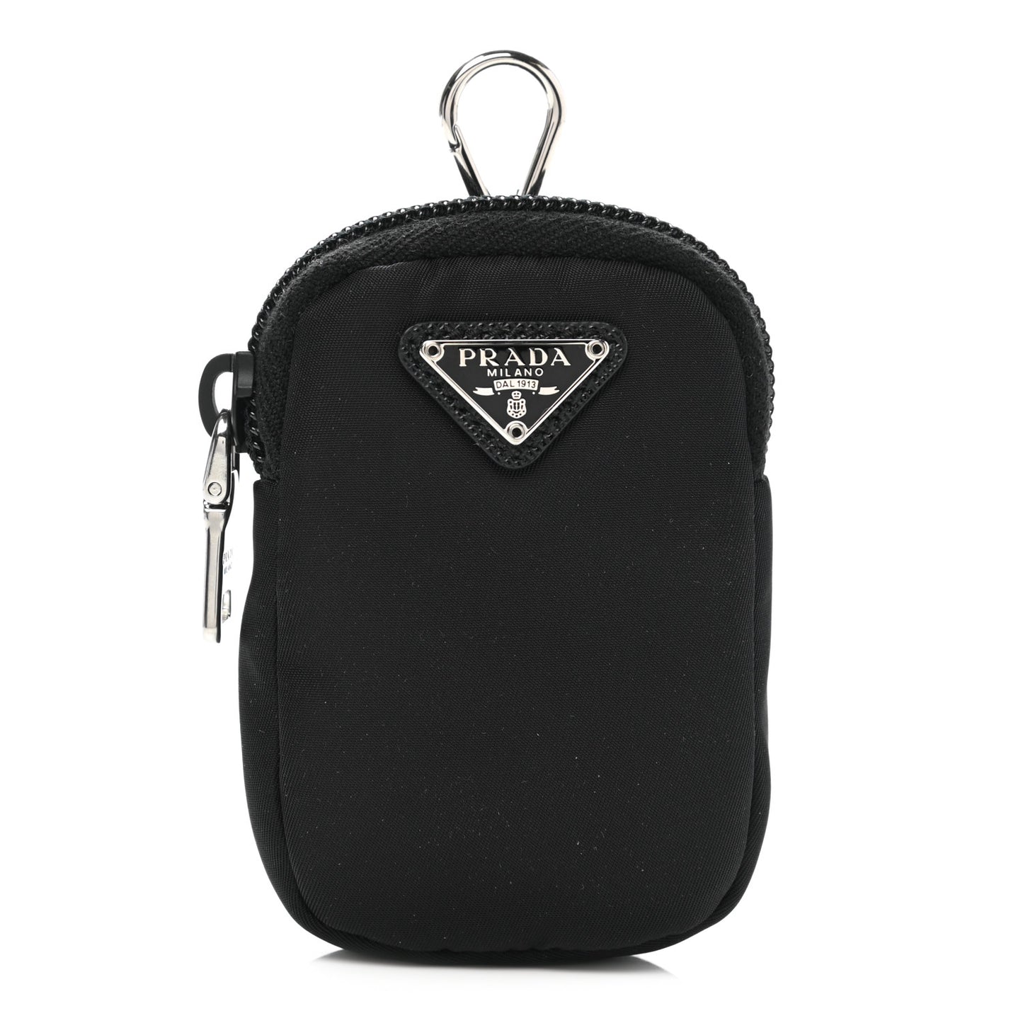 Re-Nylon Pocket Triangle Padded Mini Key Chain Pouch Black