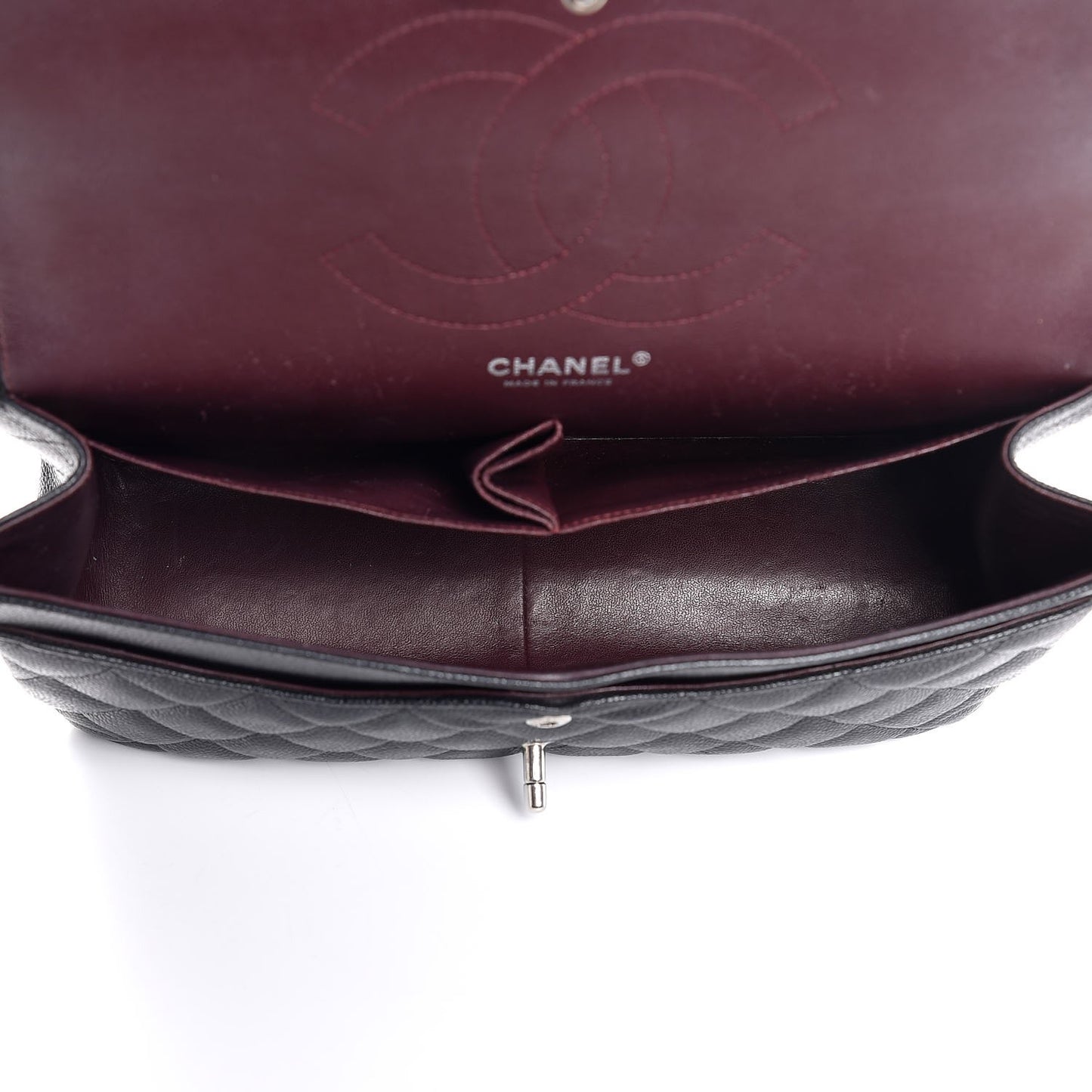 Caviar Quilted Jumbo Double Flap Black