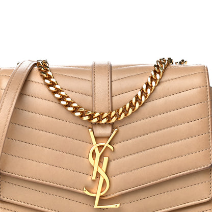 Saint Laurent Lambskin Matelasse Chevron Monogram Small Sulpice Bag Sable Beige 7 of 24