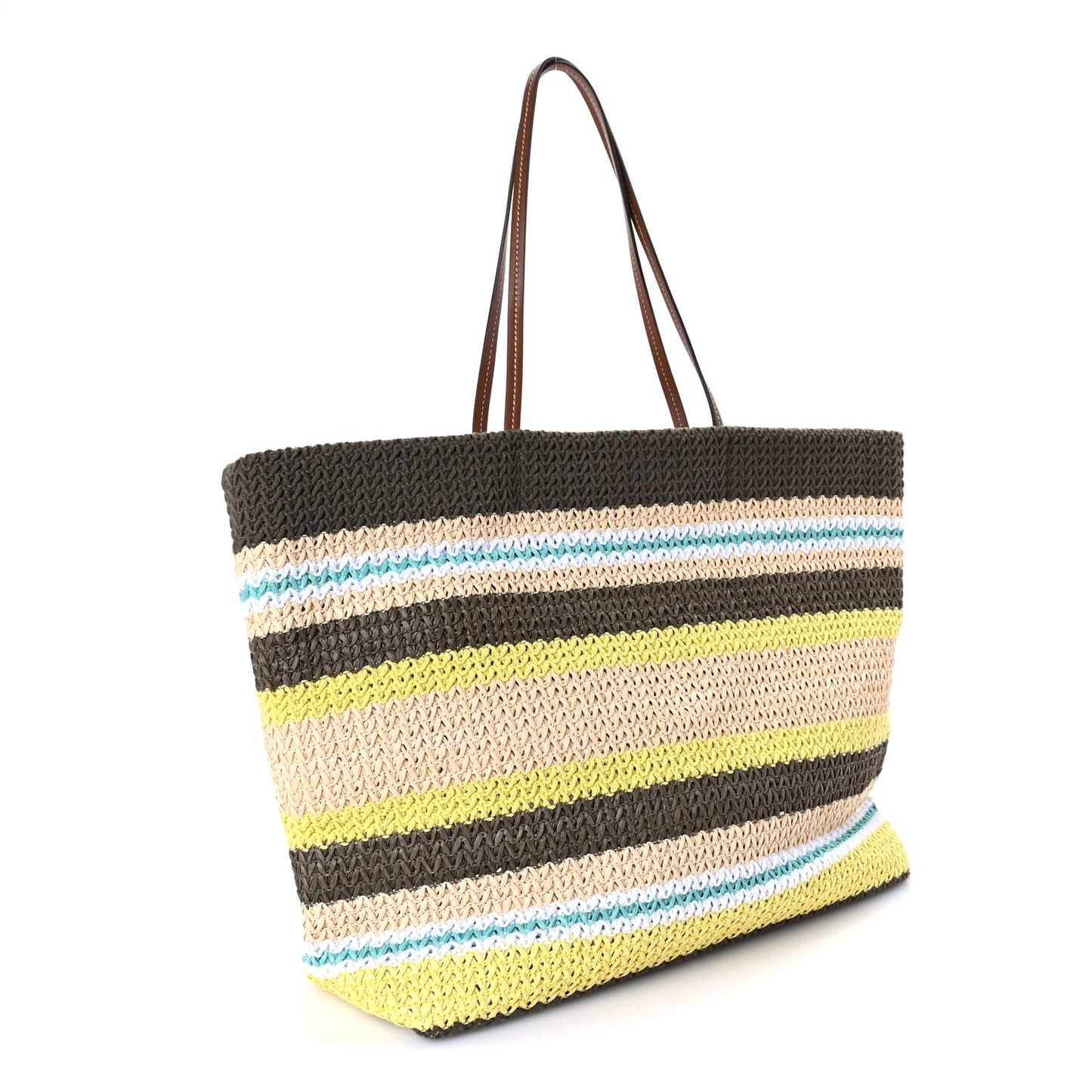 Raffia Crochet Stripe Tote Bag Tundra Limone Natural