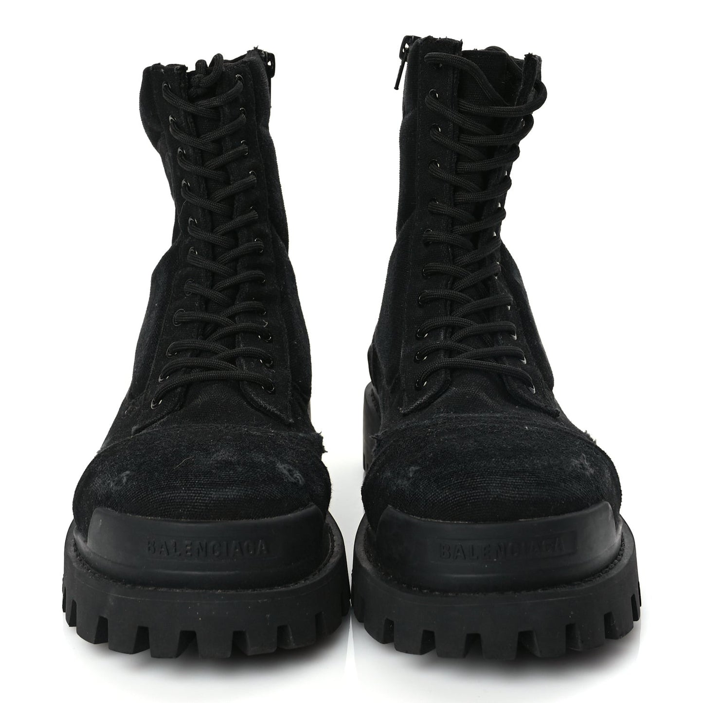 Canvas Distressed Mens 20mm Strike Lace Up Boots 46 Black
