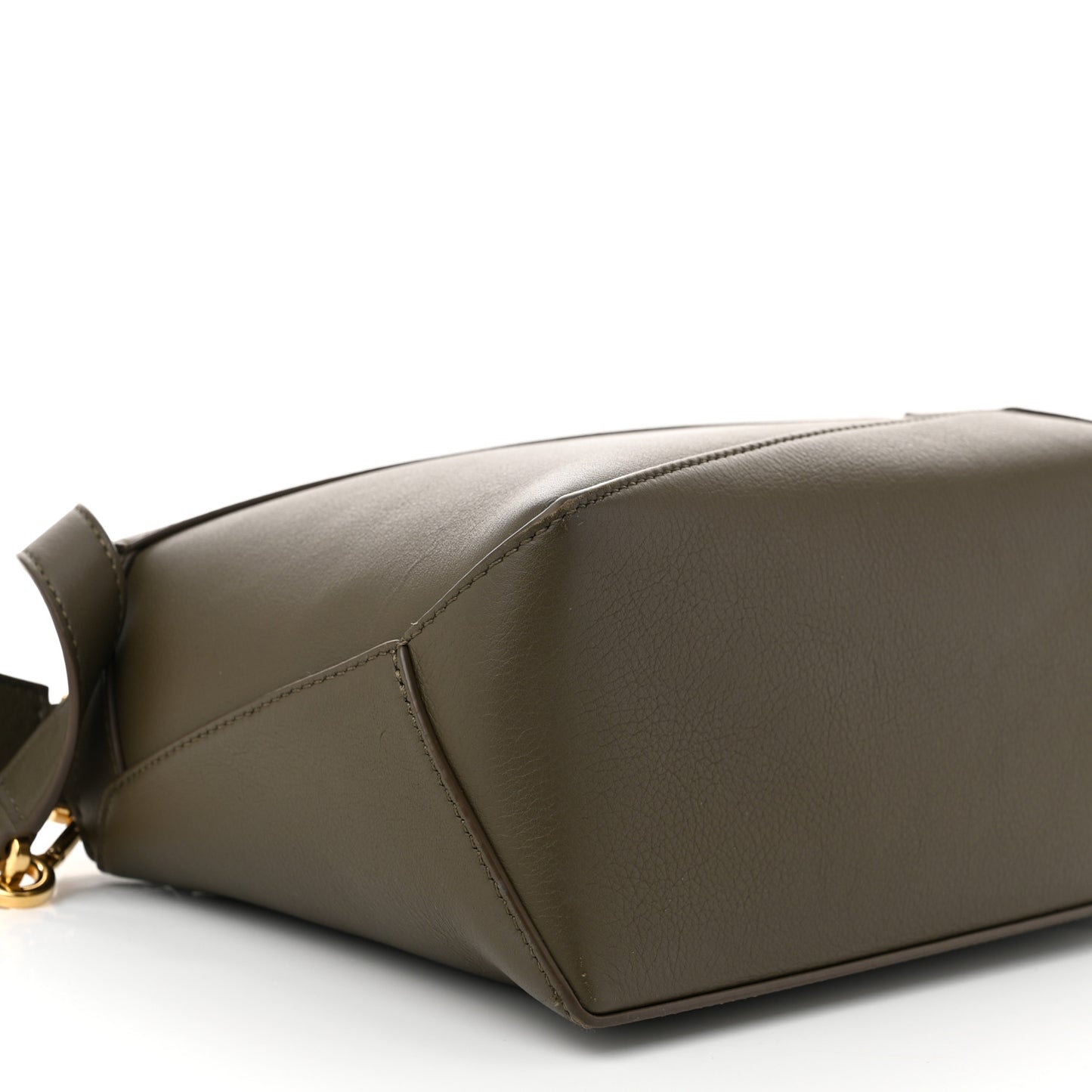 Calfskin Small Puzzle Edge Bag Dark Khaki Green