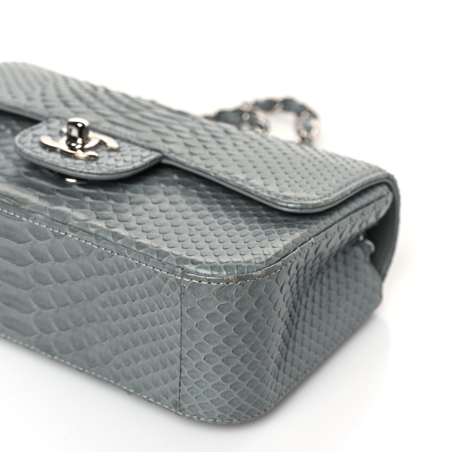 Chanel Snakeskin Mini Rectangular Flap Blue 9 of 9
