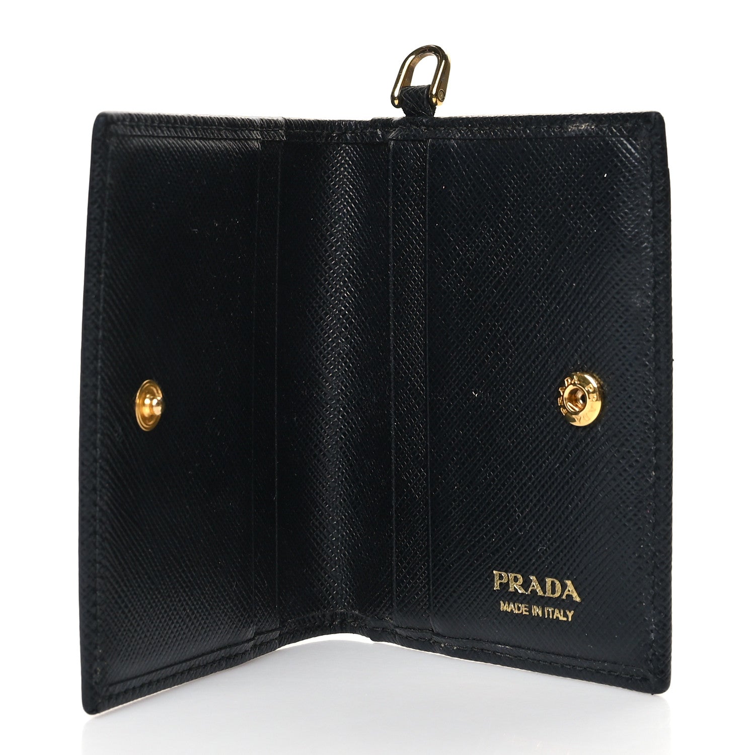 Prada Saffiano Metal Card Holder Wristlet Black 5 of 9