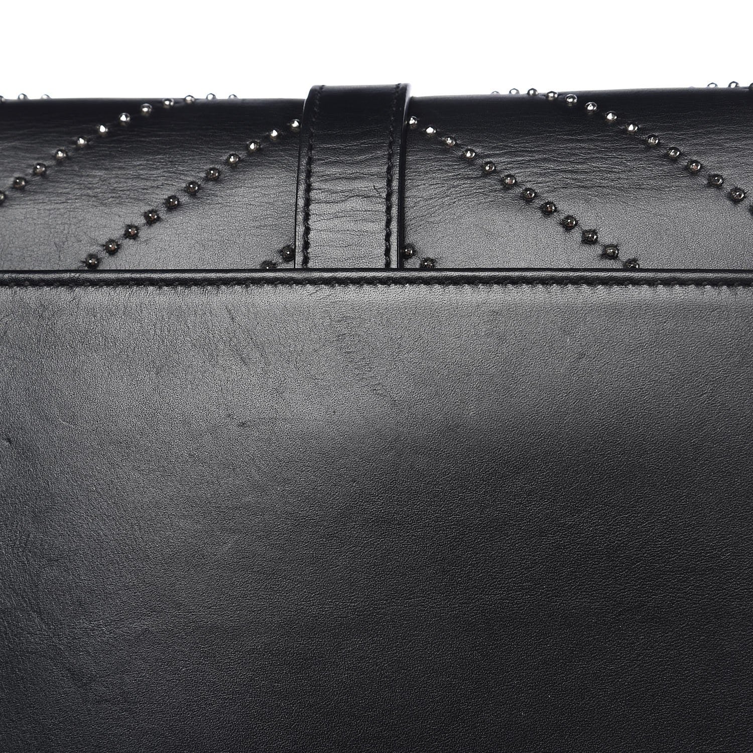 Saint Laurent Lambskin Matelasse Chevron Studded Medium Monogram Satchel Black 10 of 11