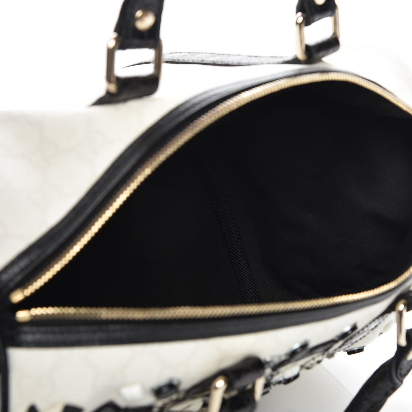 GG Plus Monogram Embellished Medium Joy Boston White Black