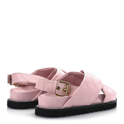Louis Vuitton Lambskin Monogram Embossed Paseo Flat Comfort Sandals Rose Clair 5 of 7