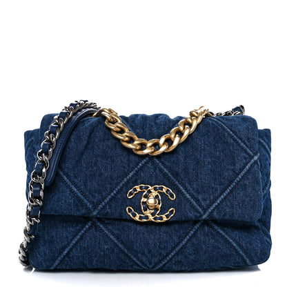 Chanel Denim Quilted Medium Chanel 19 Flap Blue 1 of 9