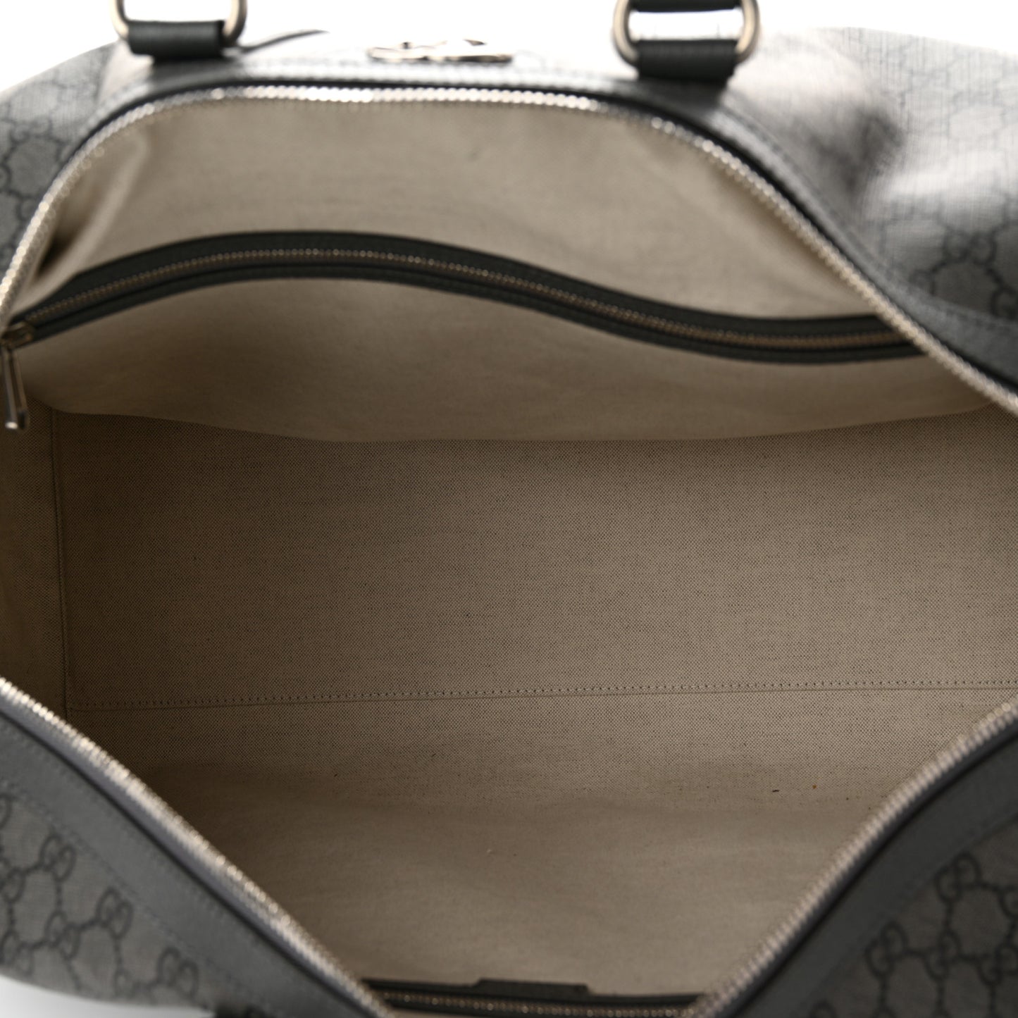 GG Supreme Monogram Textured Dollar Calfskin Large Savoy Duffle Bag Grey Black Graphite Grey