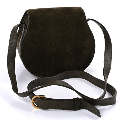 Chloe Suede Calfskin Small Marcie Saddle Bag Deep Olive 2 of 8