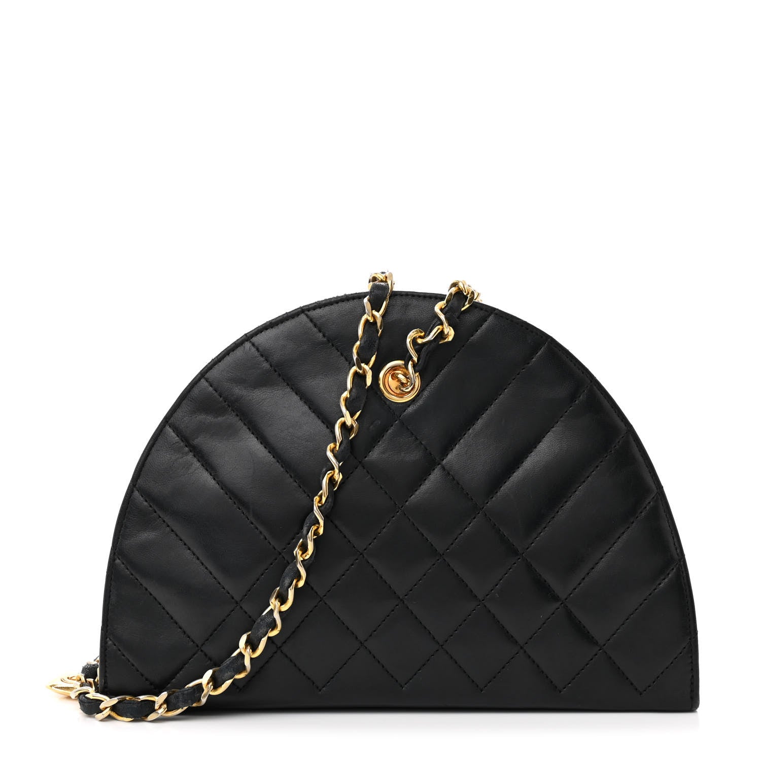 Chanel Lambskin Quilted Small Half Moon Clutch Black 1 of 14