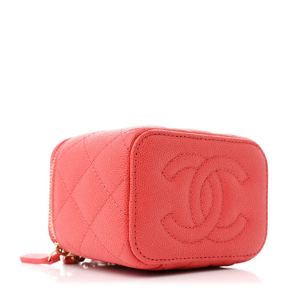 Chanel Caviar Quilted Mini Vanity Case With Chain Red 4 of 7