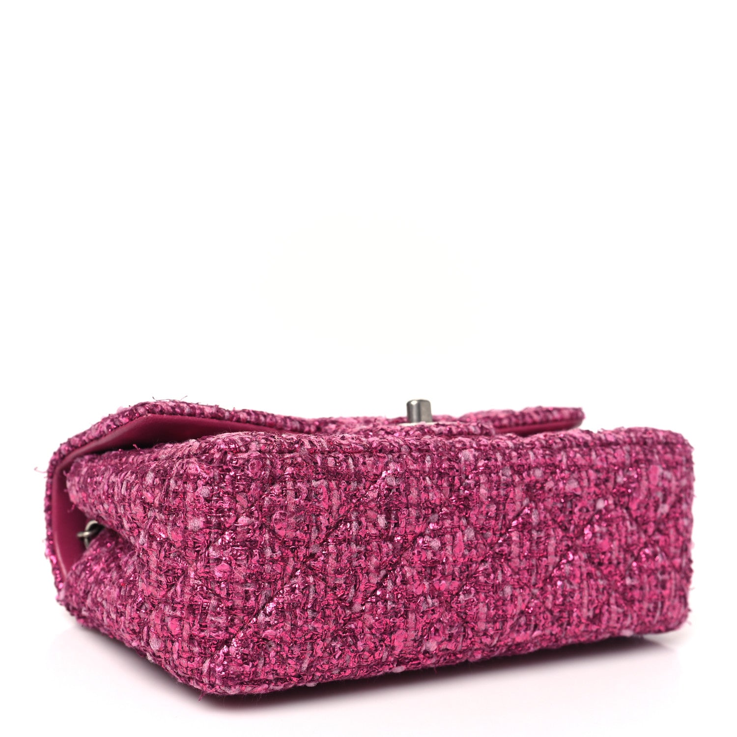 Chanel Metallic Tweed Quilted Mini Rectangular Flap Pink 5 of 12