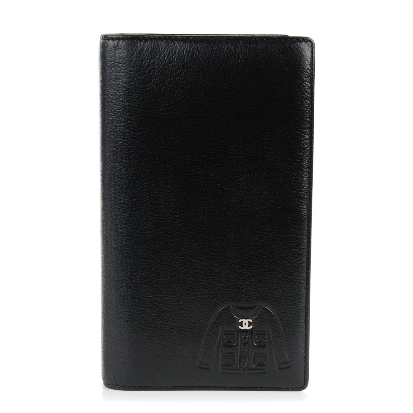 Goatskin CC Jacket Embossed Yen Wallet Black