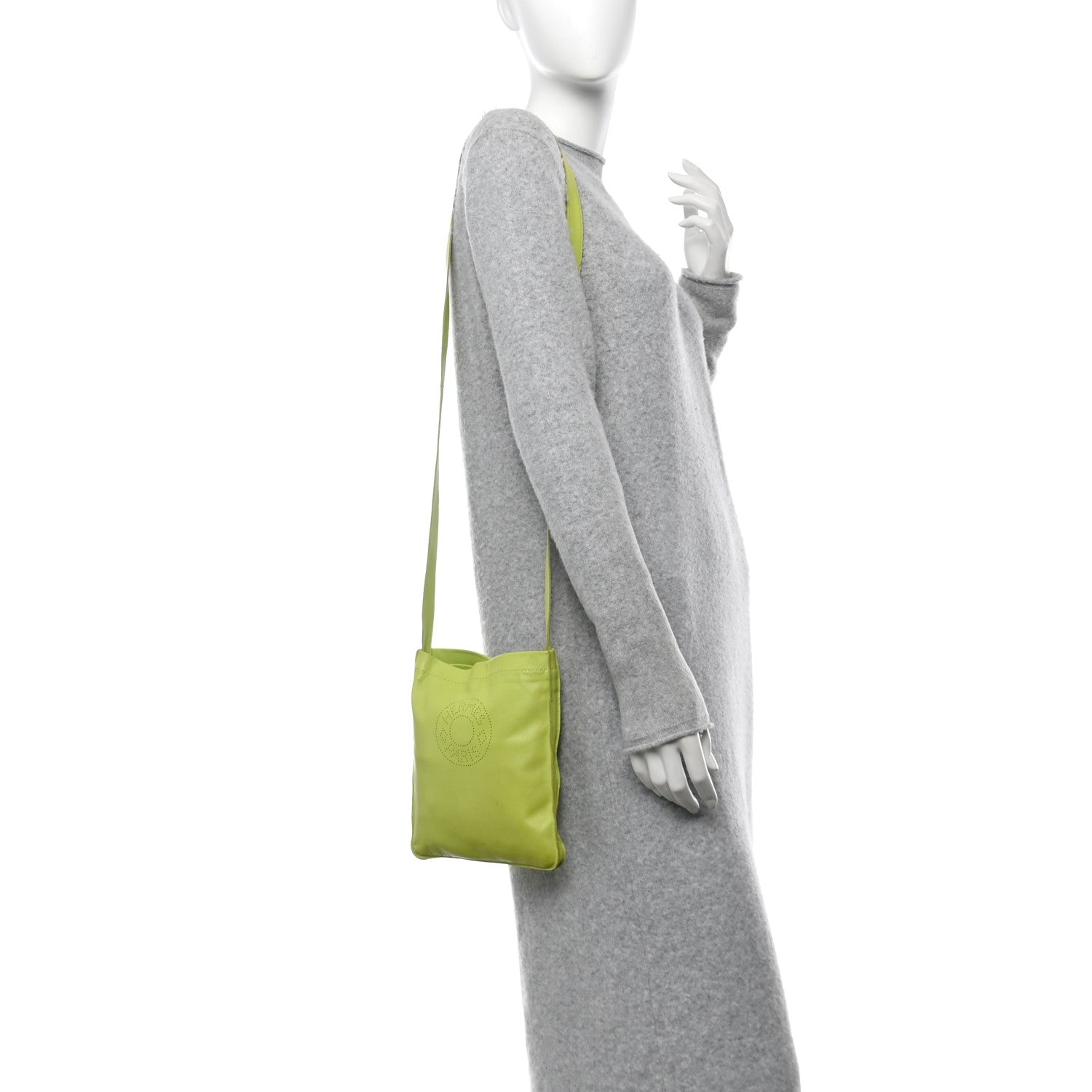 Hermes Lambskin Clou De Selle Pouch Kiwi 2 of 12